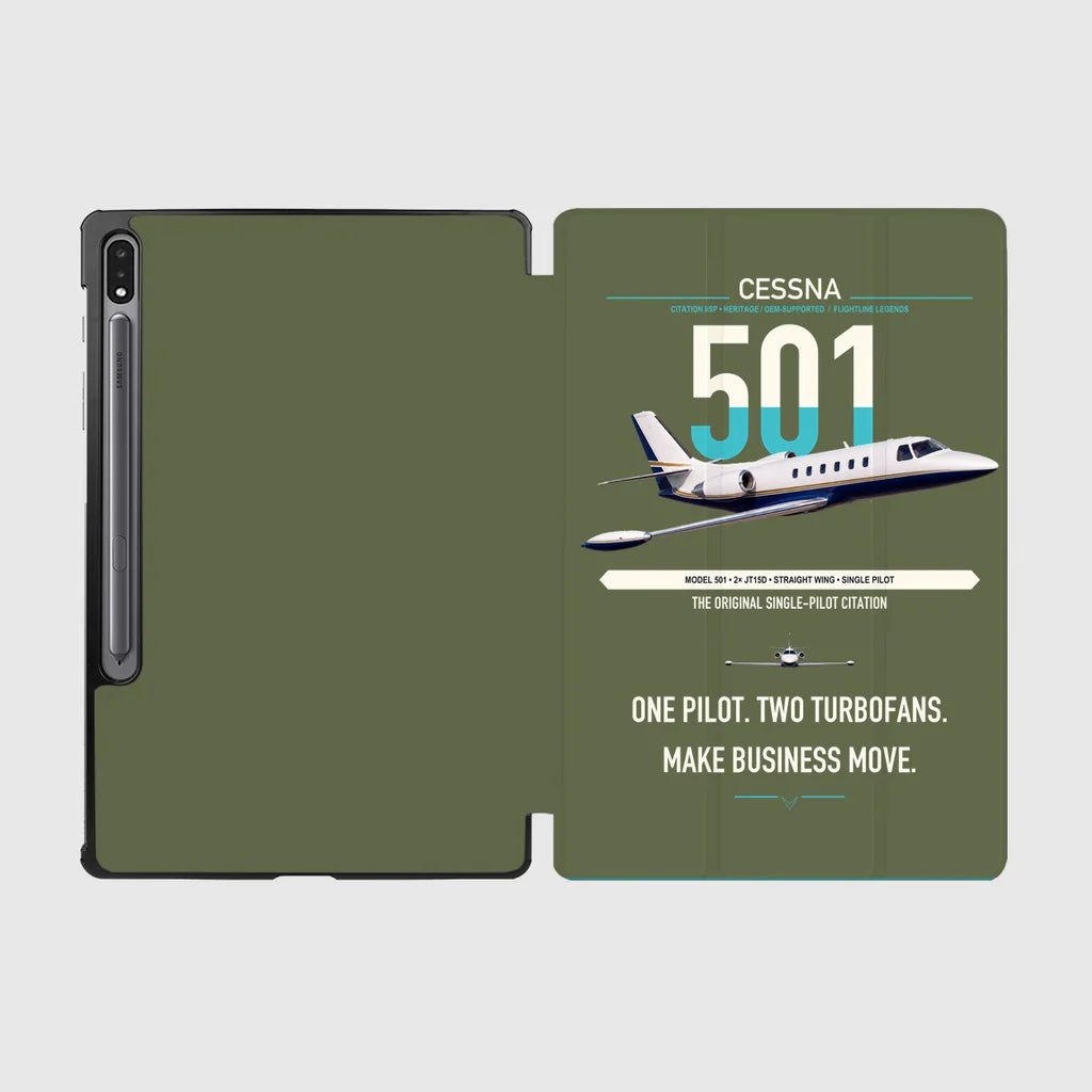 Cessna 501 Citation I SP design on green army samsung tablet tablet case