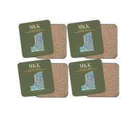 Thumbnail for Molokai Airport (MKK) design on green army 4 pieces set coaster