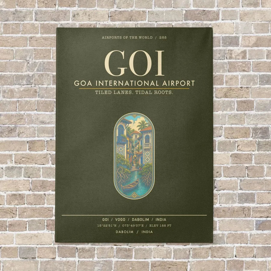 Goa International Airport Dabolim GOI - Canvas Framed - Green Army