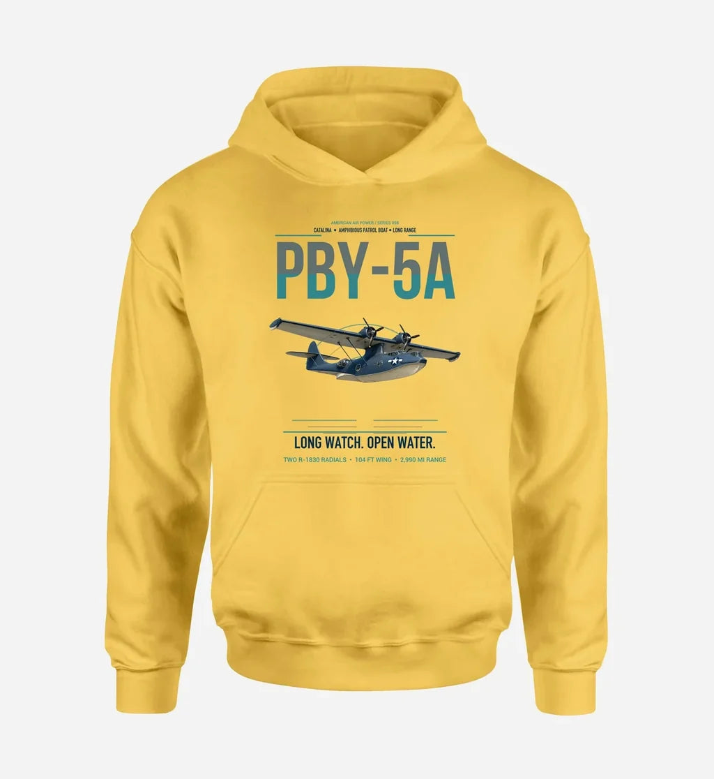 PBY-5A Catalina design on yellow double-side hoodie, single-side print