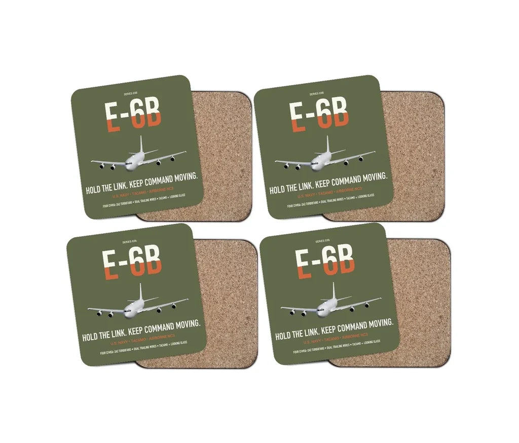E-6B Mercury design on green army 4 pieces set coaster