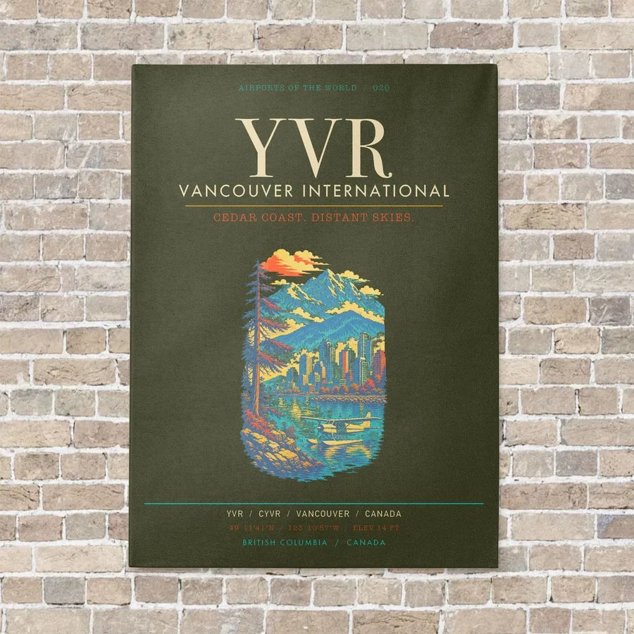 Vancouver International Airport YVR - Canvas Framed - Green Army