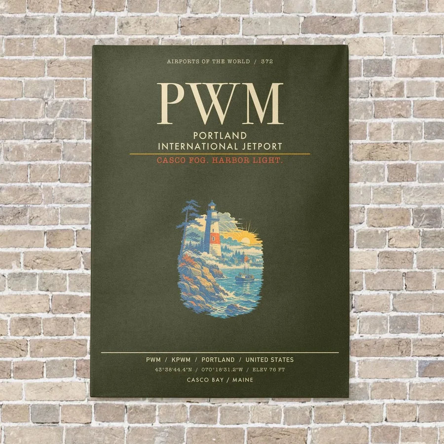 Portland International Jetport PWM - Canvas Framed - Green Army