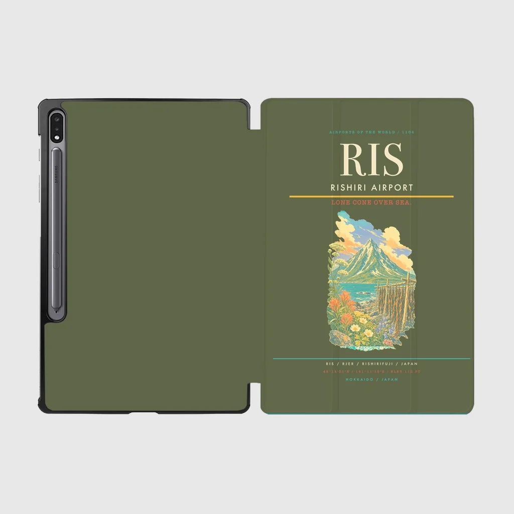 Rishiri Airport (RIS) design on green army samsung tablet tablet case