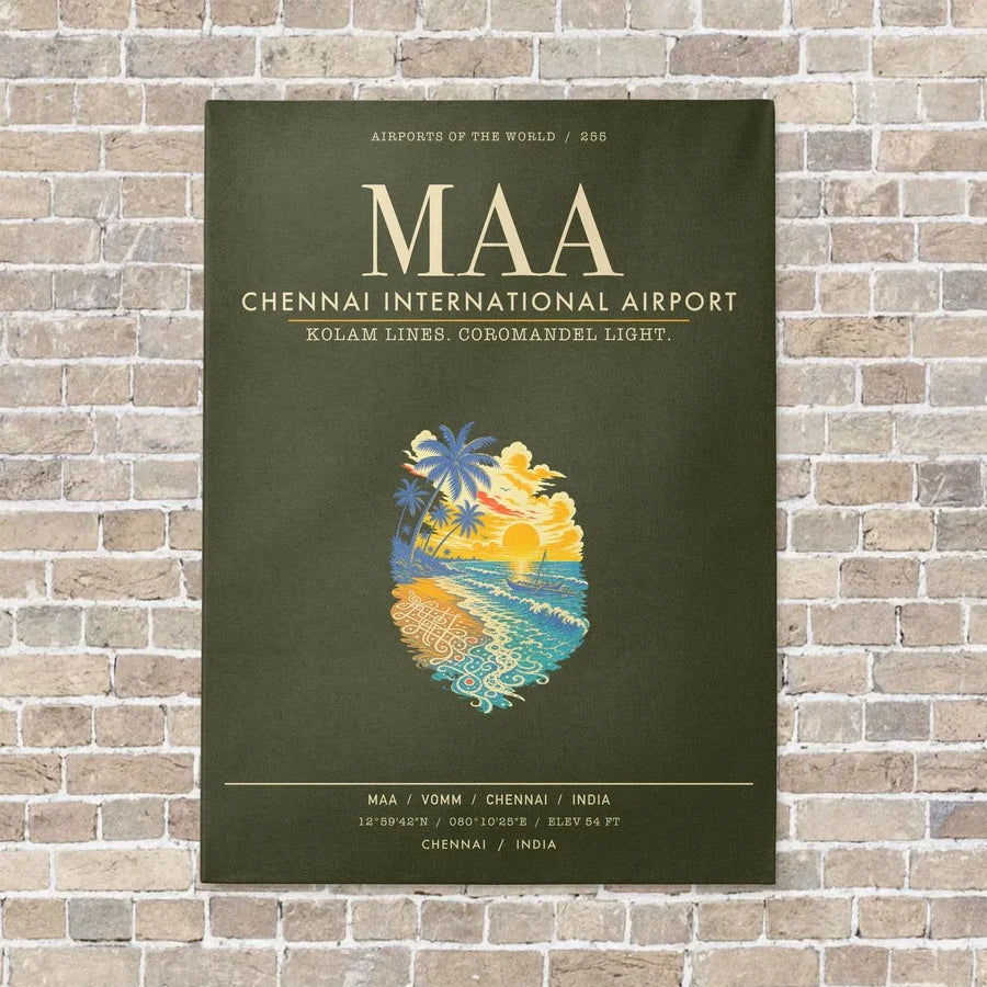 Chennai International Airport MAA - Canvas Framed - Green Army
