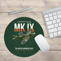 Thumbnail for Supermarine Spitfire Mk IX design on dark green round mouse pad