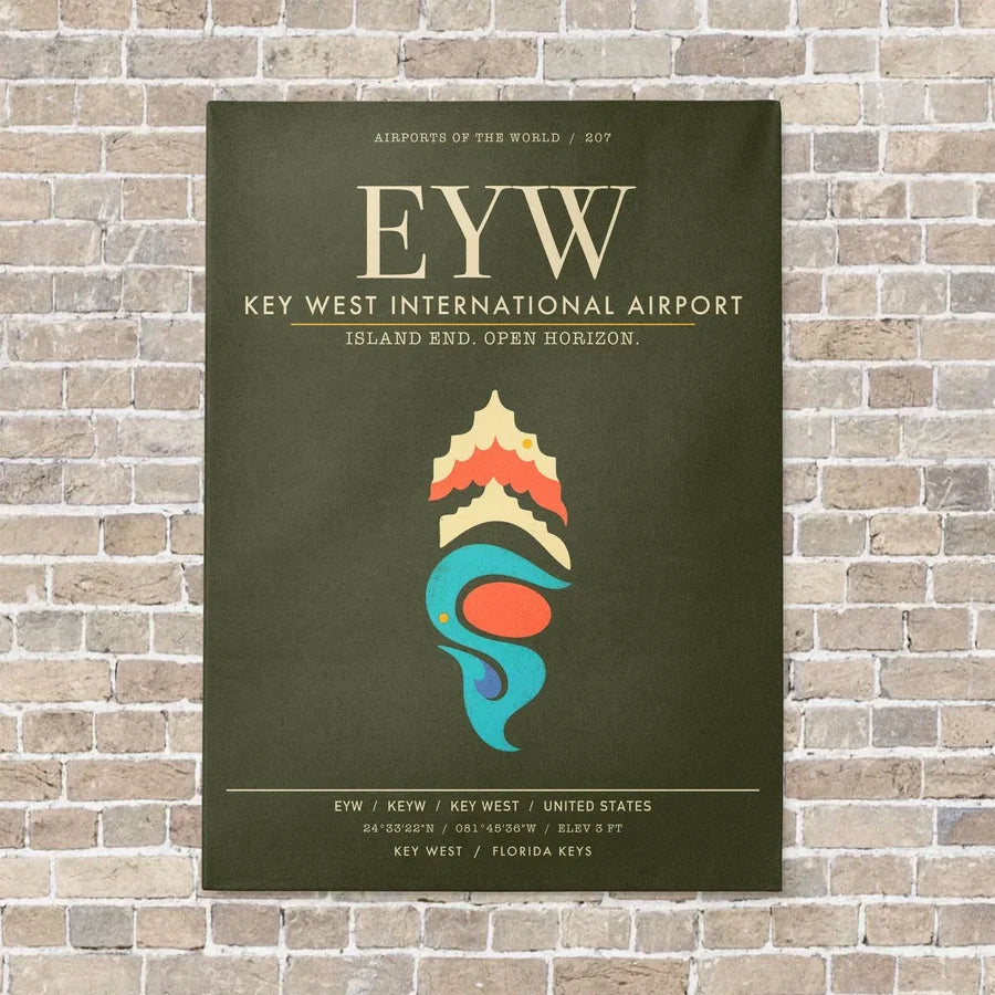 Key West International Airport EYW - Canvas Framed - Green Army