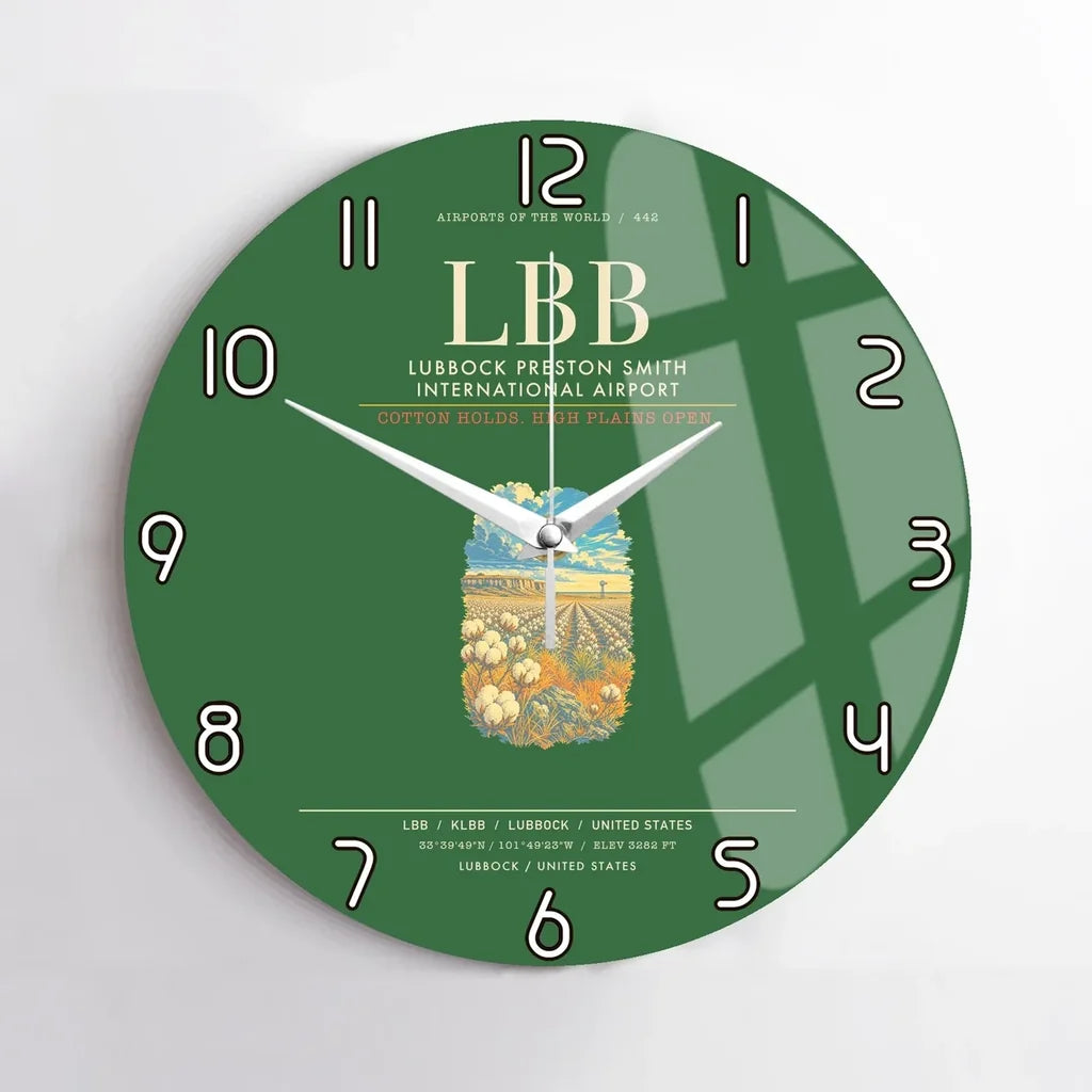 Lubbock Preston Smith International Airport LBB Wall-Clock No-Frame - Green