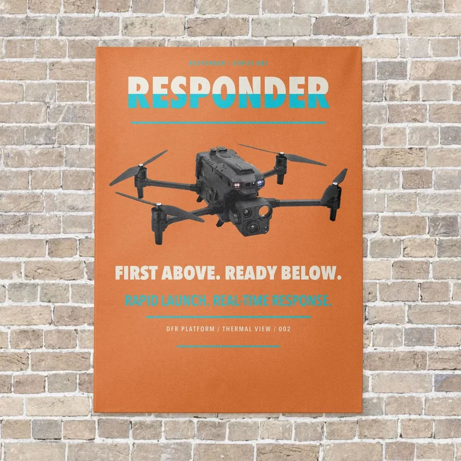 BRINC Responder vertical canvas print - no frame - orange background