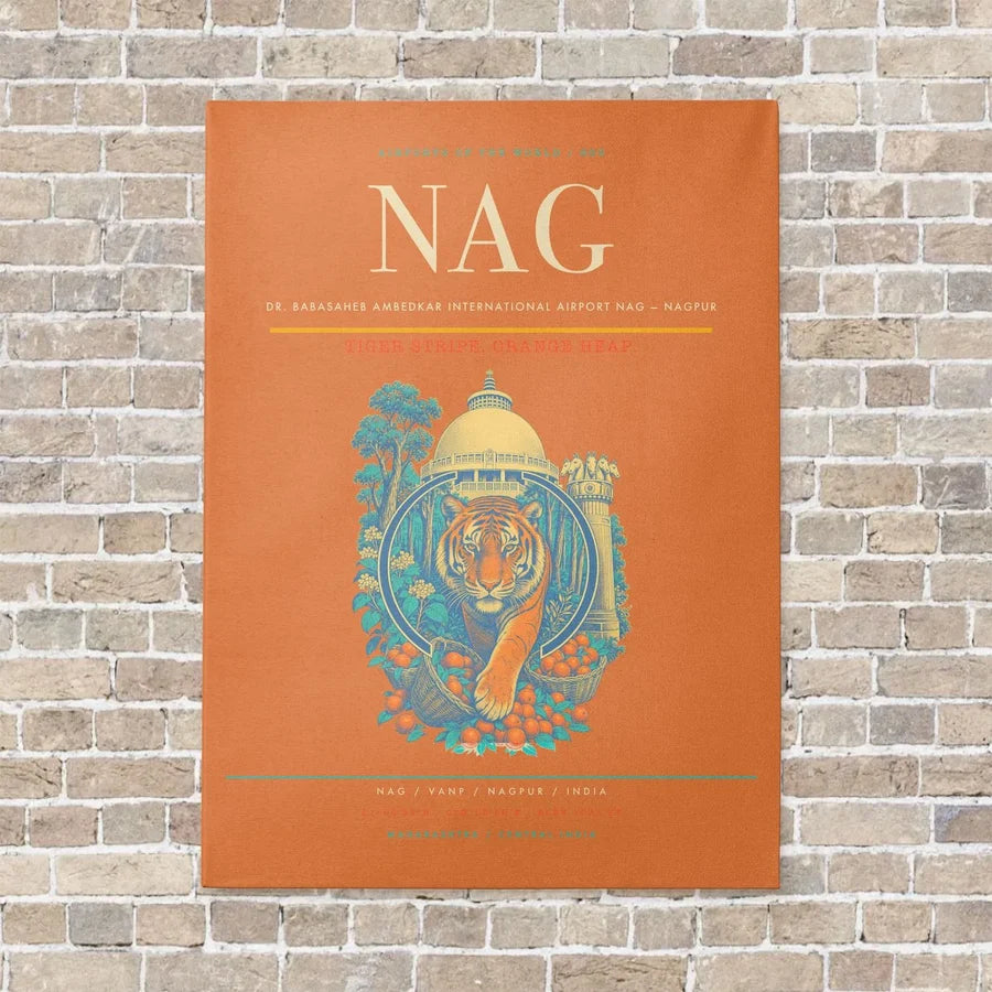 Dr. Babasaheb Ambedkar International Airport NAG — Nagpur vertical canvas print - no frame - orange background
