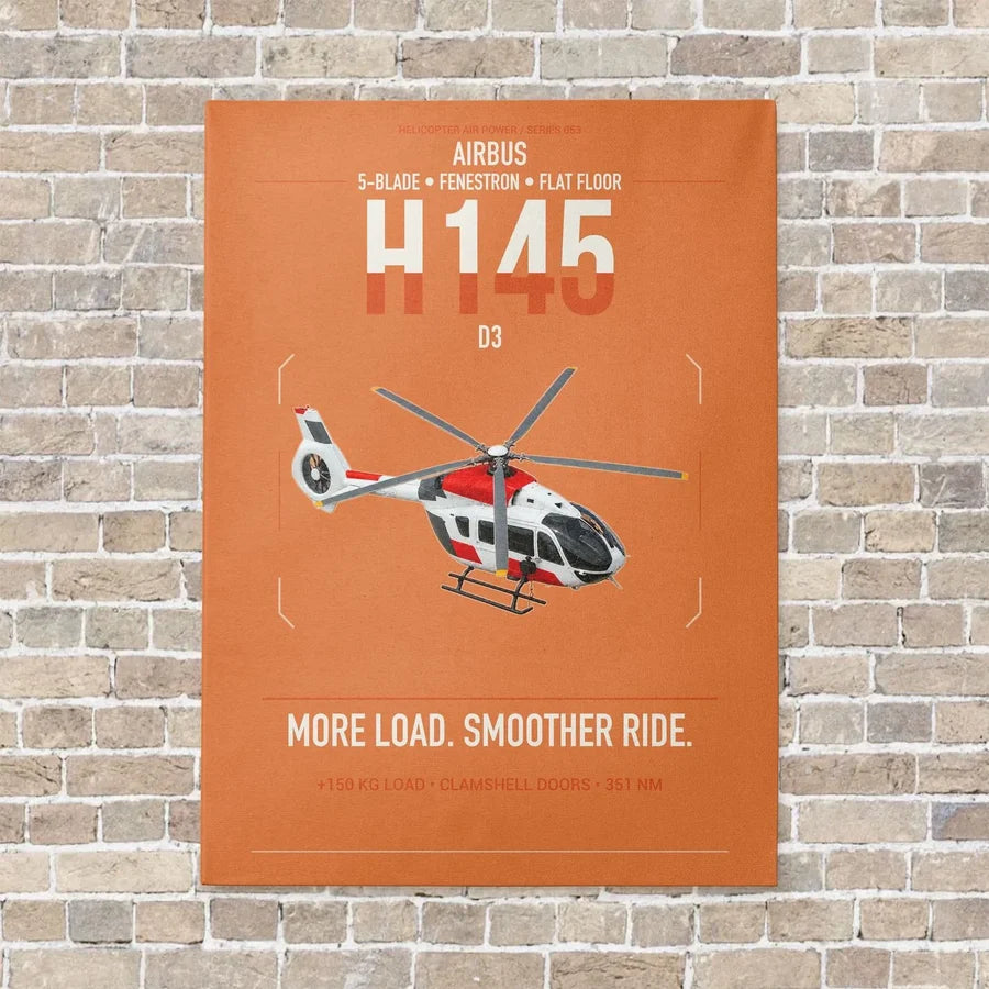 Airbus H145 D3 vertical canvas print - no frame - orange background
