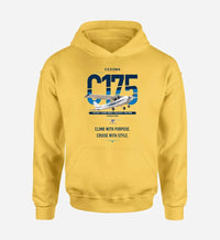 Thumbnail for Cessna 175 Skylark design on yellow double-side hoodie, single-side print