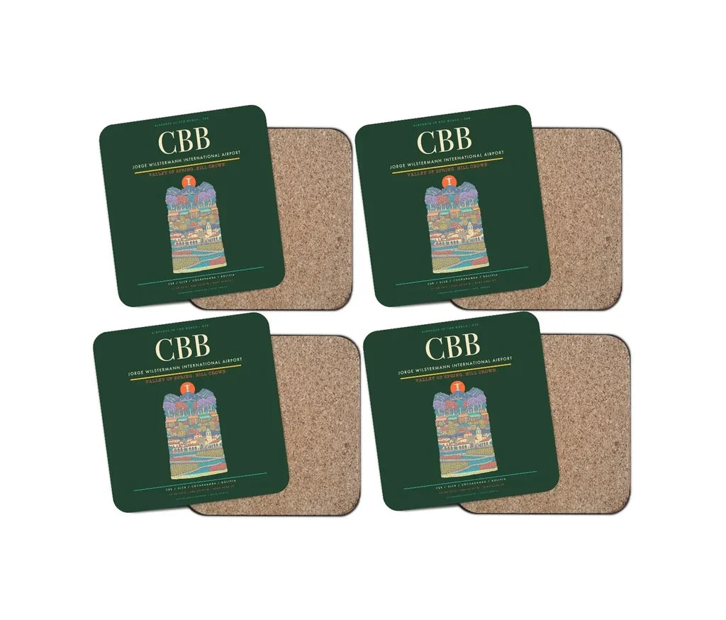 Jorge Wilstermann International Airport CBB Coaster 4-Pieces-Set - Dark Green