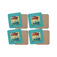 Thumbnail for The Endurance Clock - Designed Coasters design on turquoise 4-pieces-set