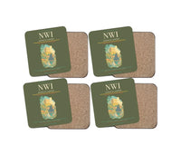 Thumbnail for Norwich Airport (NWI) design on green army 4 pieces set coaster