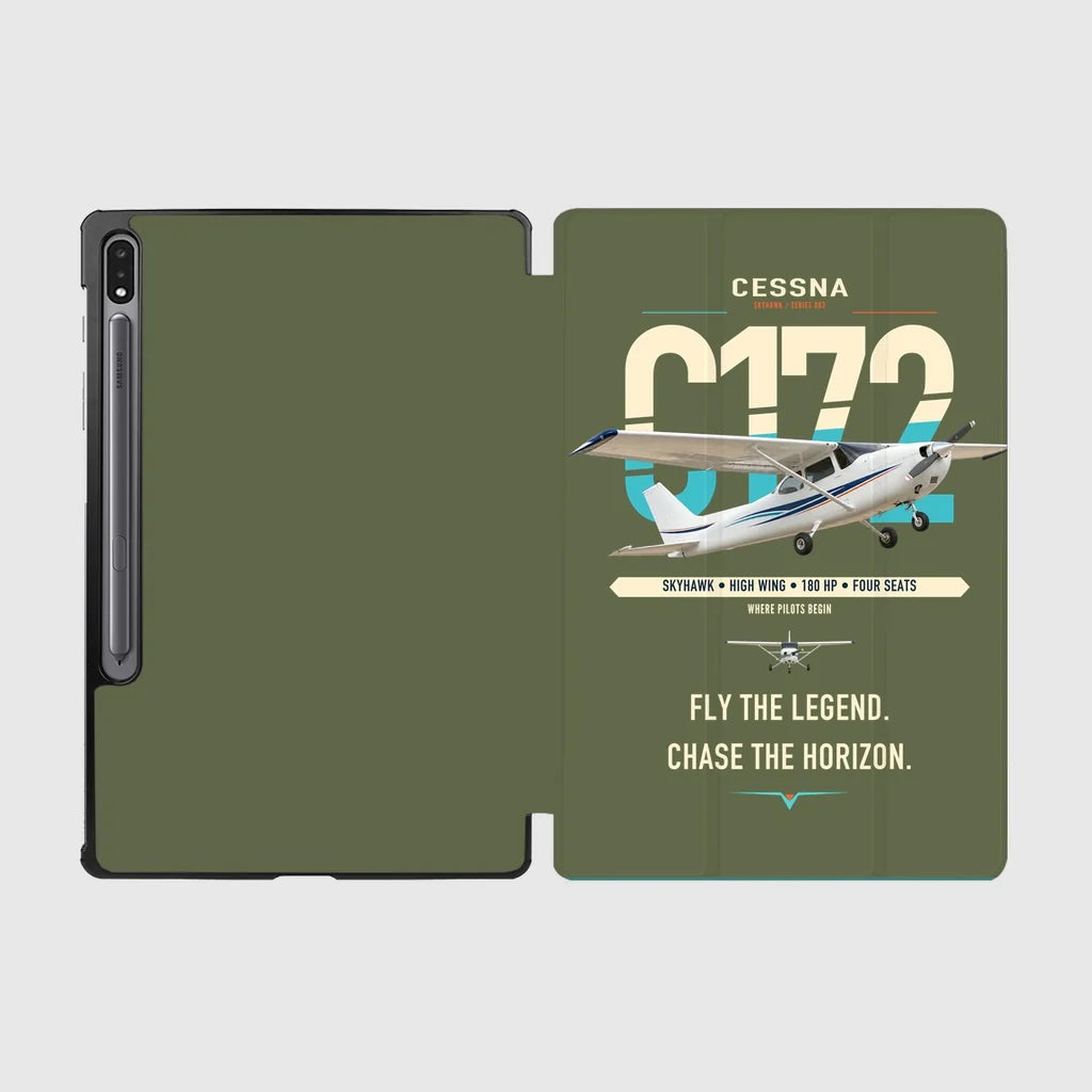 Cessna 172 Skyhawk design on green army samsung tablet tablet case
