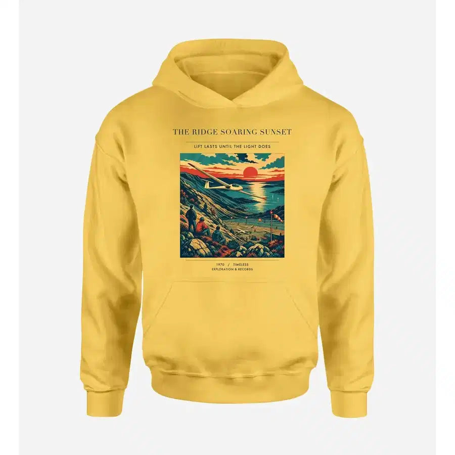 VINTAGE G4475 - The Ridge Soaring Sunset - Premium Hoodie design on yellow premium