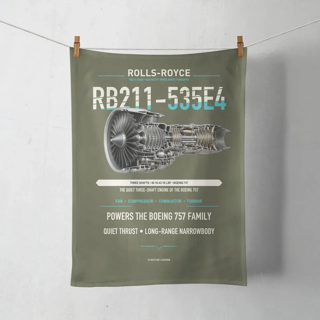 RB211-535E4 design on green army towel