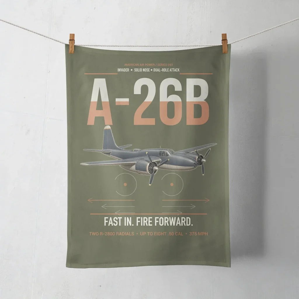 A-26B Invader design on green army towel