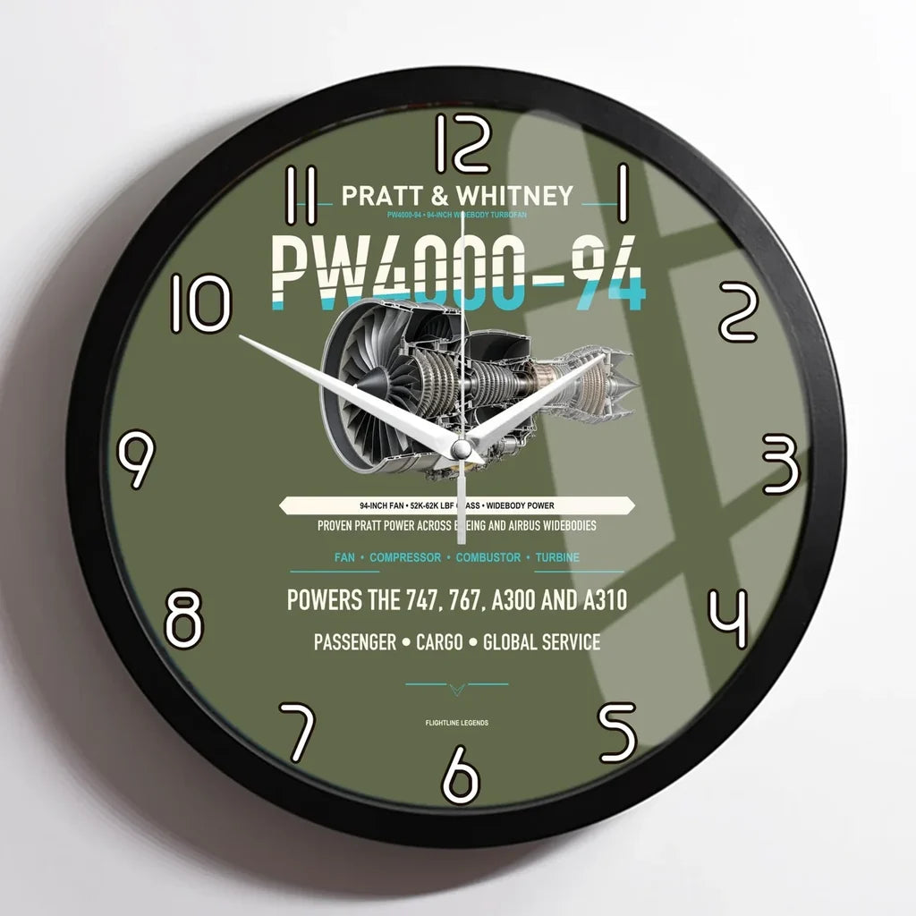 PW4000-94 design on green army framed wall clock