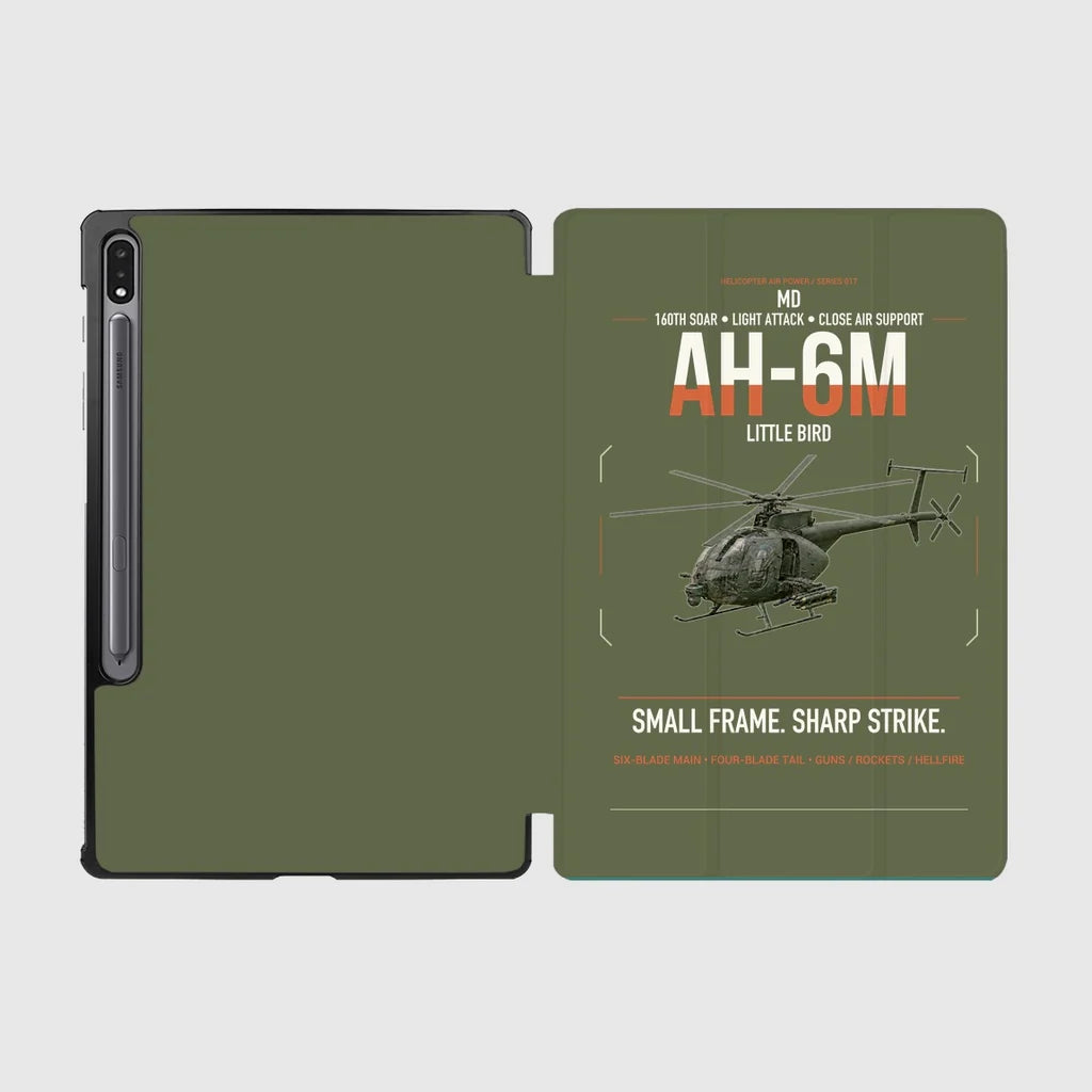 MD AH-6M Little Bird design on green army samsung tablet tablet case