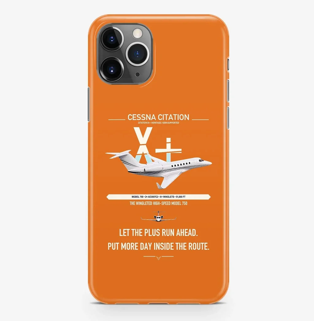 Cessna Citation X+ design on orange magsafe iphone case, for iPhone Pro Max