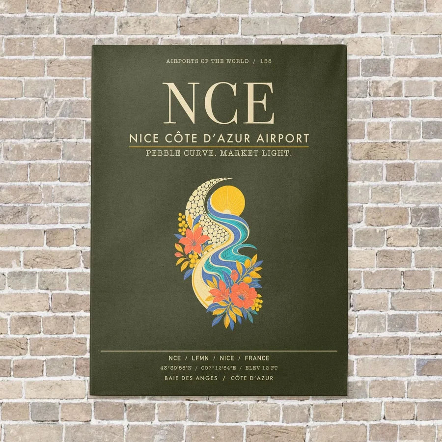 Nice Cote dAzur Airport NCE - Canvas Framed - Green Army
