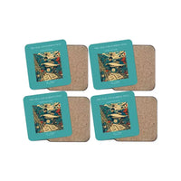 Thumbnail for The Silk And Bamboo Test - Designed Coasters design on turquoise 4-pieces-set