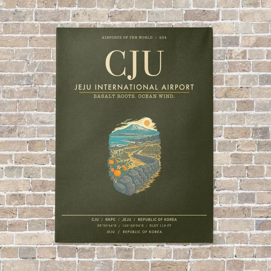 Jeju International Airport CJU - Canvas Framed - Green Army