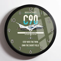 Thumbnail for Beechcraft King Air C90 design on green army framed wall clock