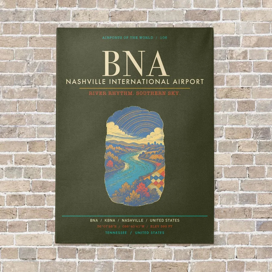 Nashville International Airport BNA - Canvas Framed - Green Army