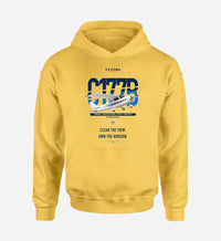 Thumbnail for Cessna 177B Cardinal design on yellow double-side hoodie, single-side print