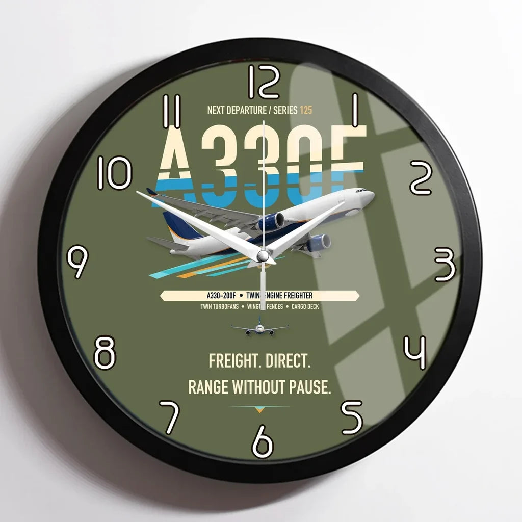 Airbus A330-200F design on green army framed wall clock