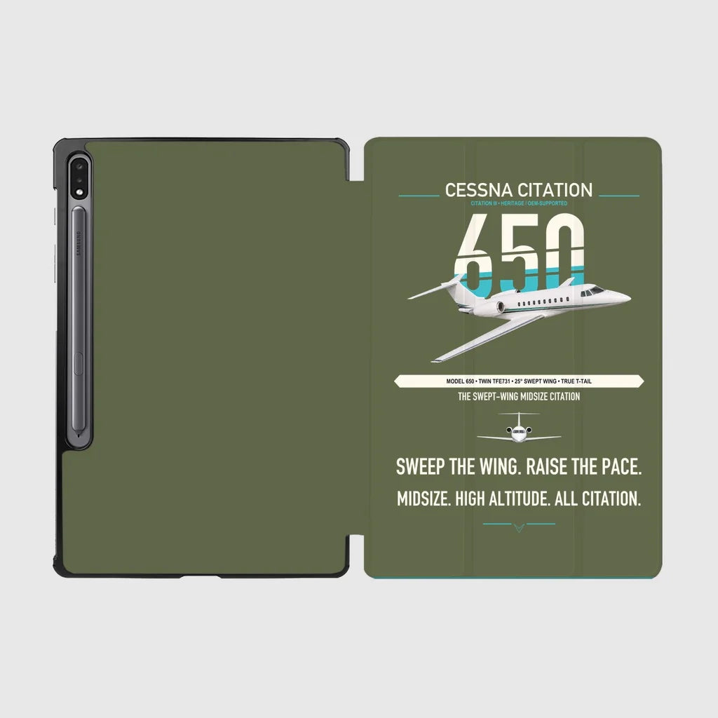 Cessna Citation 650 - Citation III design on green army samsung tablet tablet case