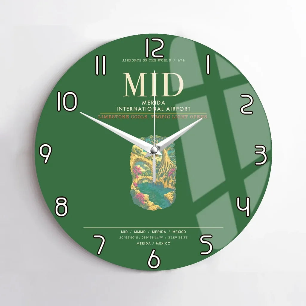 Merida International Airport MID Wall-Clock No-Frame - Green