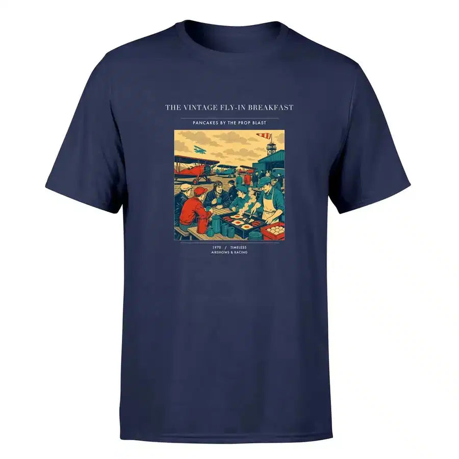 VINTAGE G4487 - The Vintage Fly-In Breakfast - Premium T-Shirt design on navyblue premium t shirt