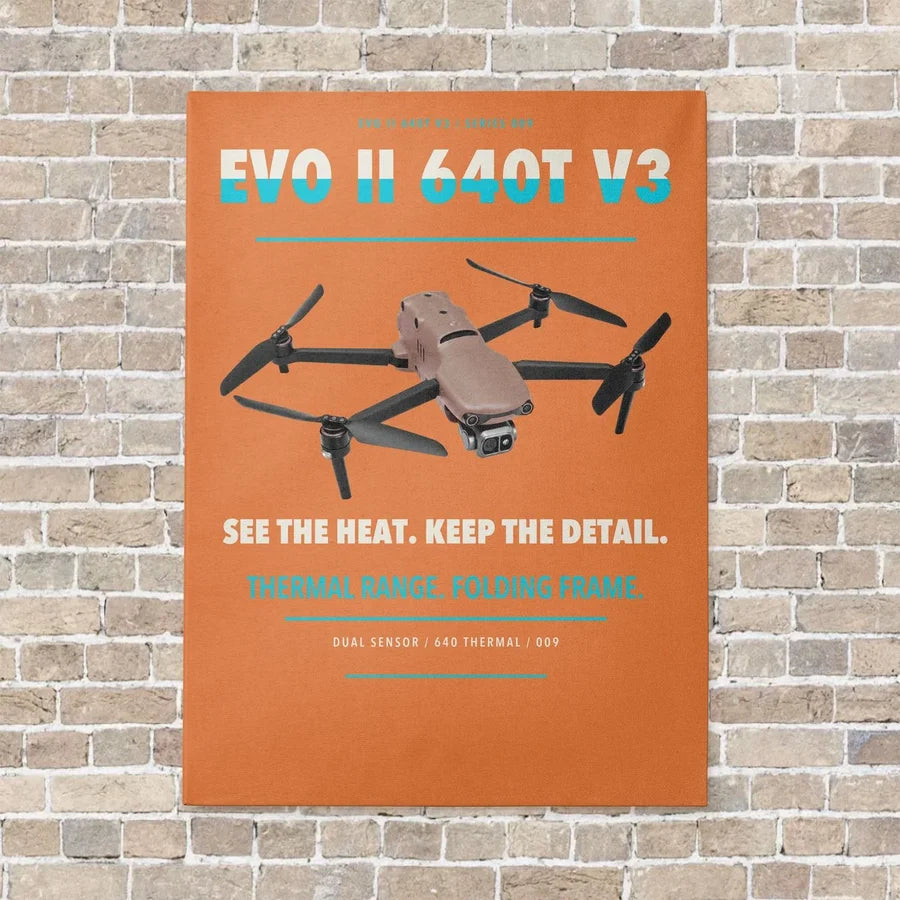 Autel EVO II Dual 640T V3 vertical canvas print - no frame - orange background