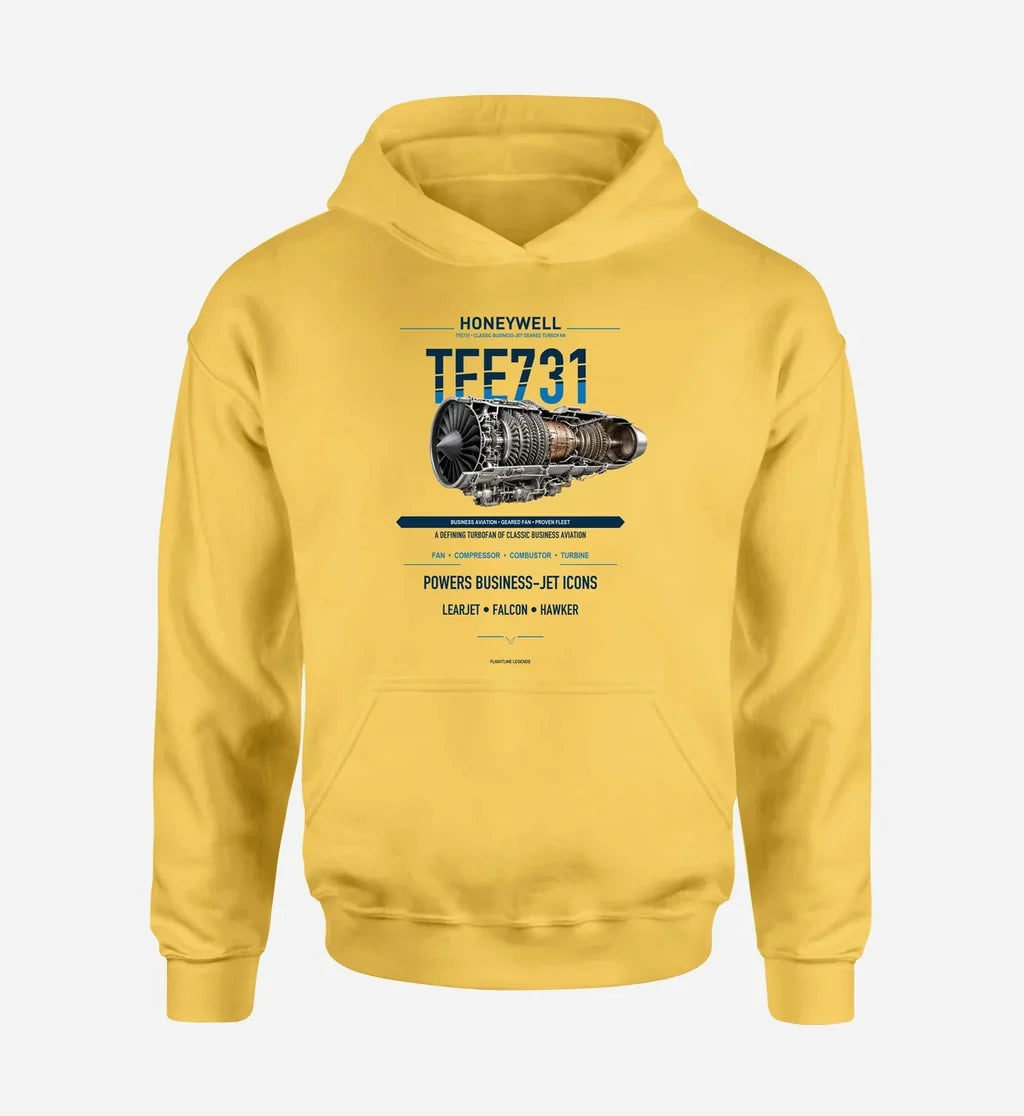 TFE731 design on yellow hoodie single side