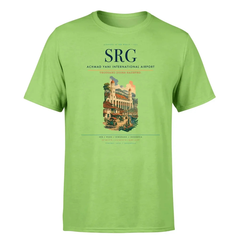 Achmad Yani International Airport (SRG) T-Shirt single-side front print in Light Green | achmad-yani-international-airport-srg-double-side-t-shirt