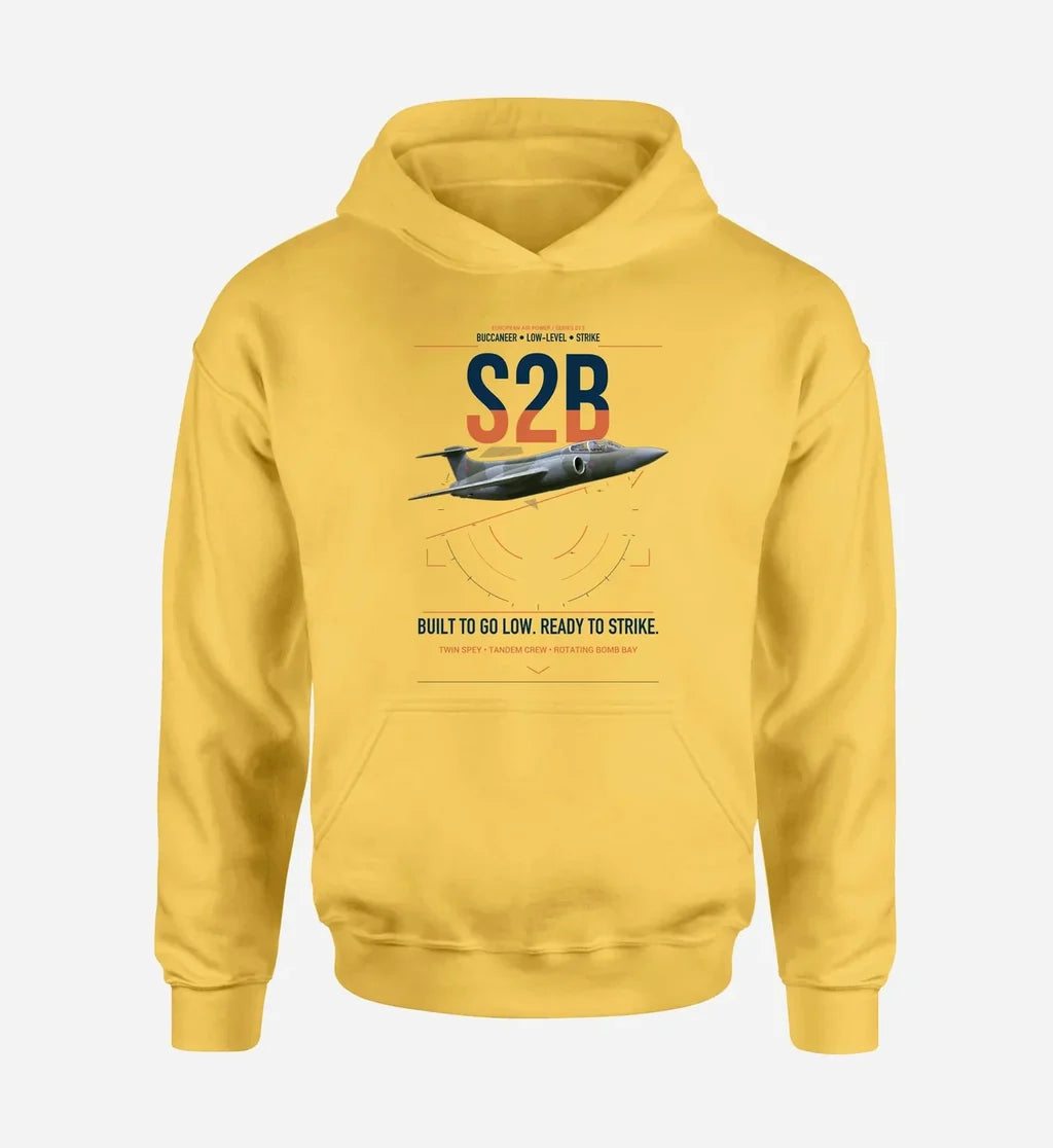 Blackburn Buccaneer S2B design on yellow double-side hoodie, single-side print