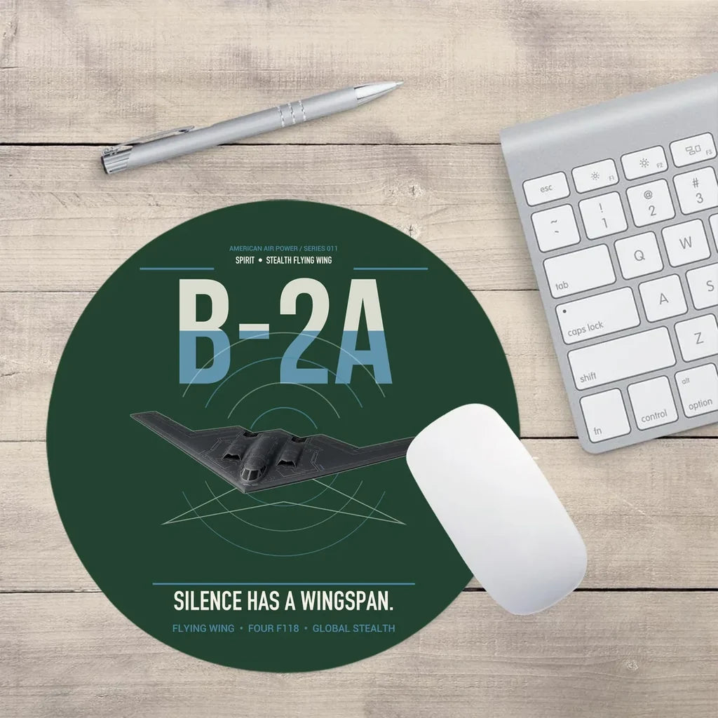 B-2A Spirit design on dark green round mouse pad