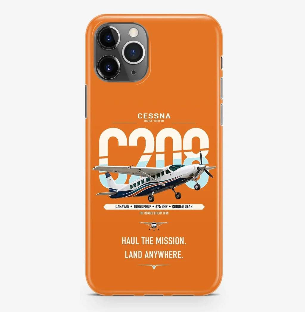 Cessna 208 Caravan design on orange magsafe iphone case, for iPhone Pro Max