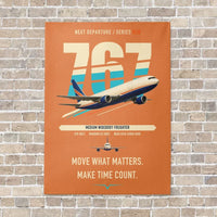 Thumbnail for Boeing 767-300F vertical canvas print - no frame - orange background