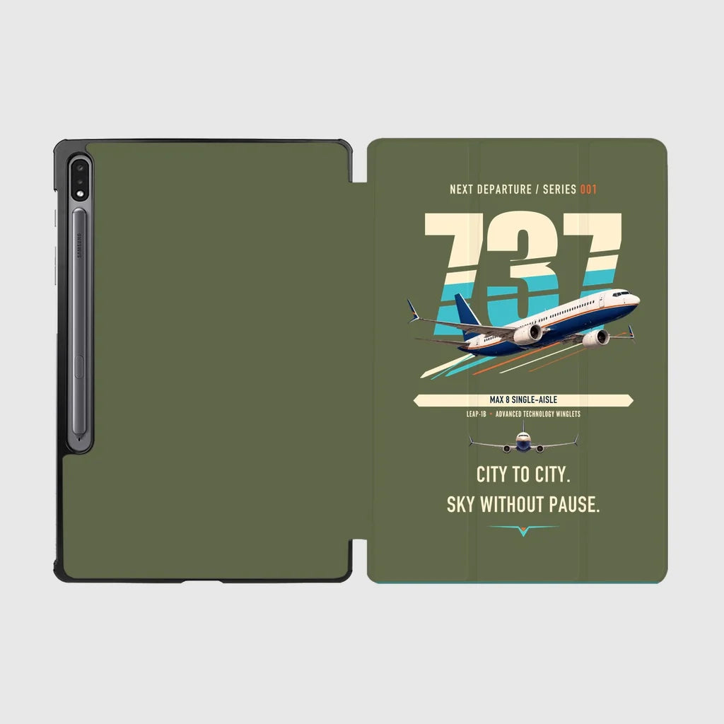 Boeing 737 MAX 8 design on green army samsung tablet tablet case