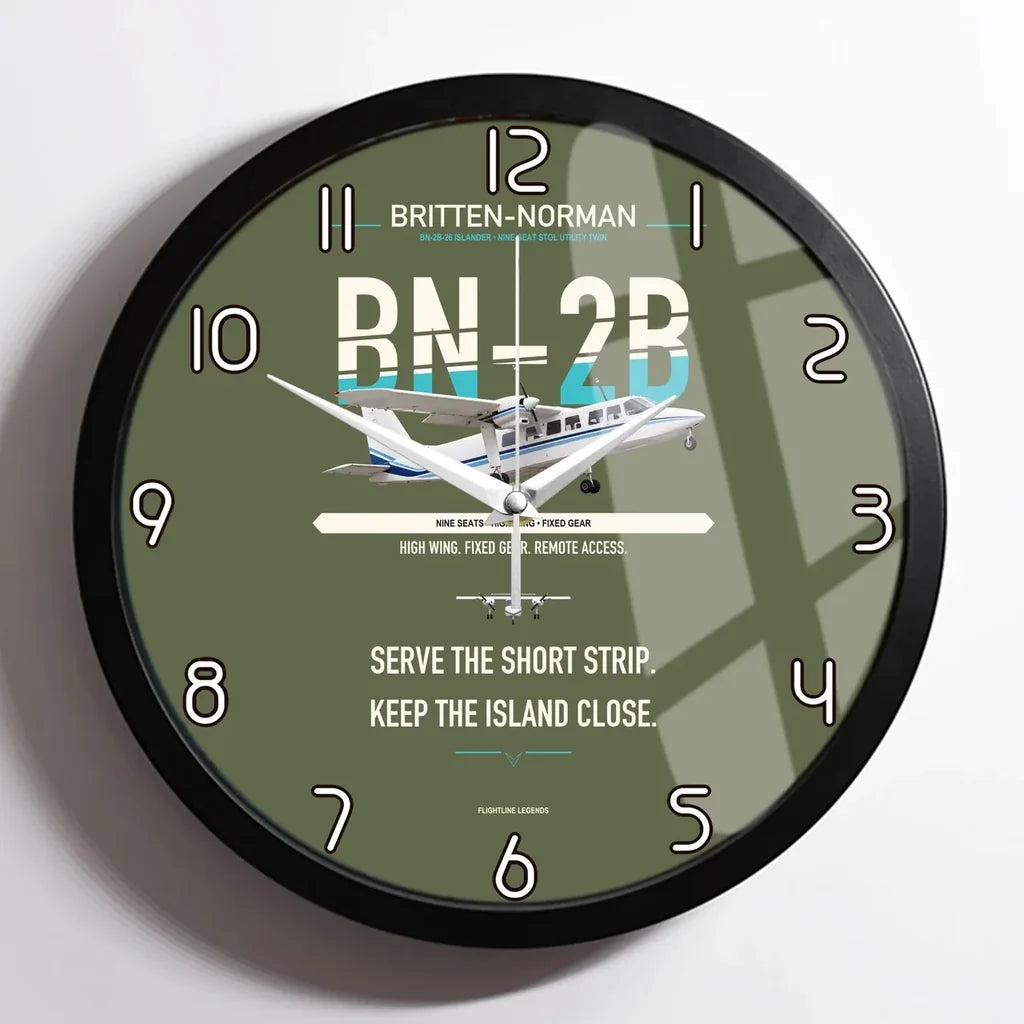 Britten-Norman BN-2B-26 Islander design on green army framed wall clock