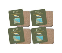 Thumbnail for Bodensee-Airport Friedrichshafen (FDH) design on green army 4 pieces set coaster