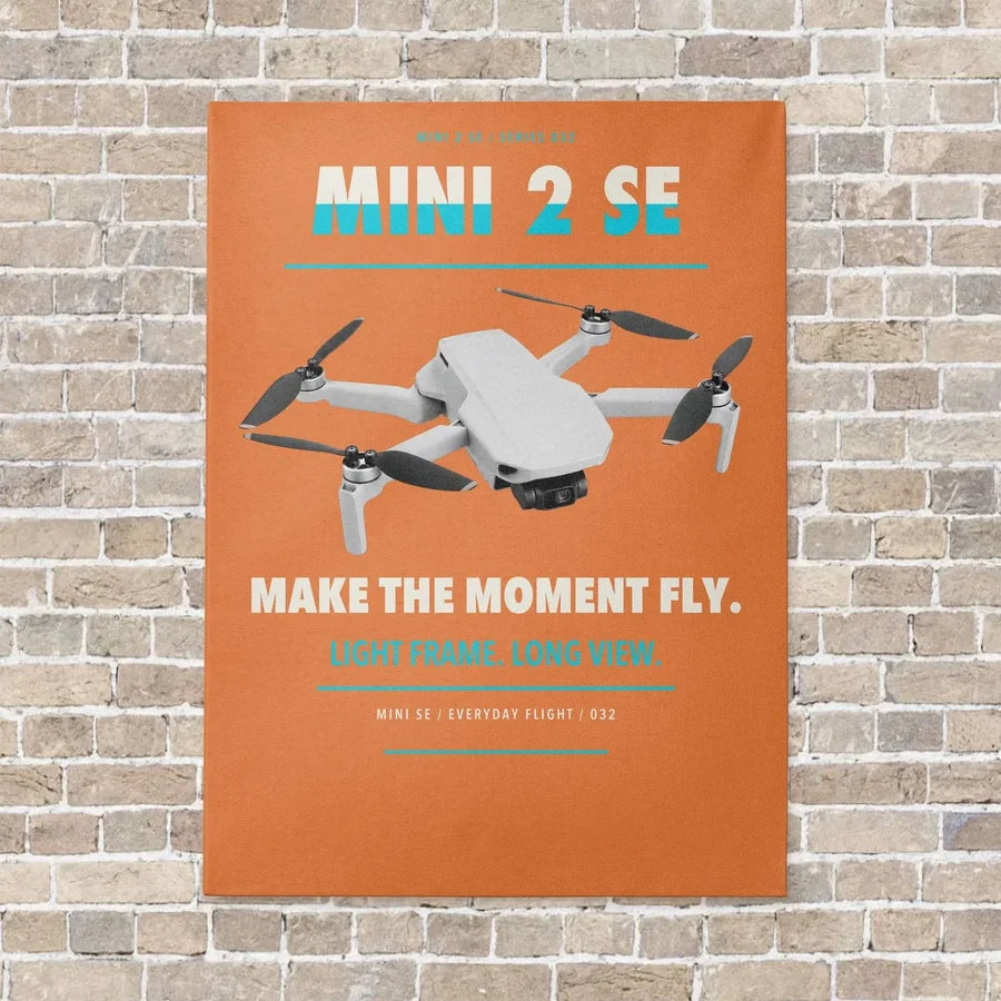 DJI Mini 2 SE vertical canvas print - no frame - orange background