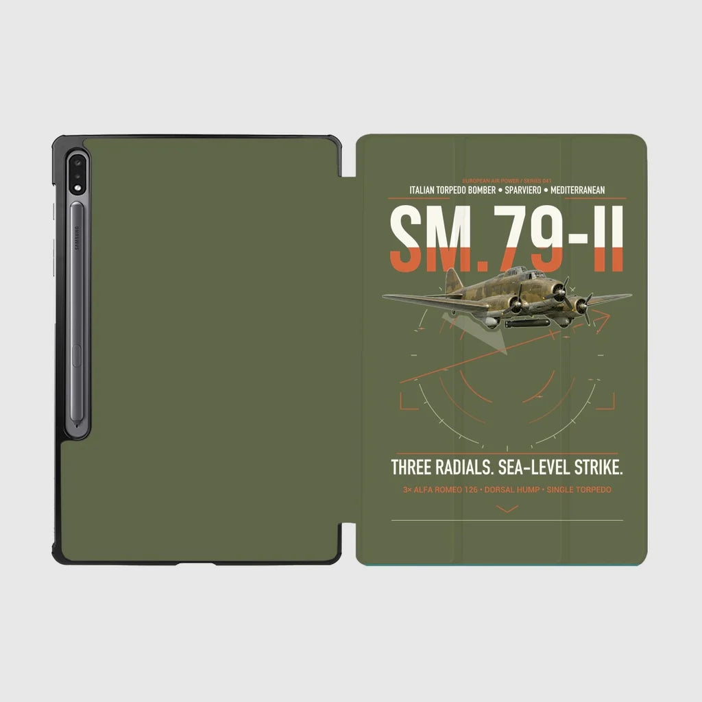 Savoia-Marchetti SM.79-II Sparviero design on green army samsung tablet tablet case