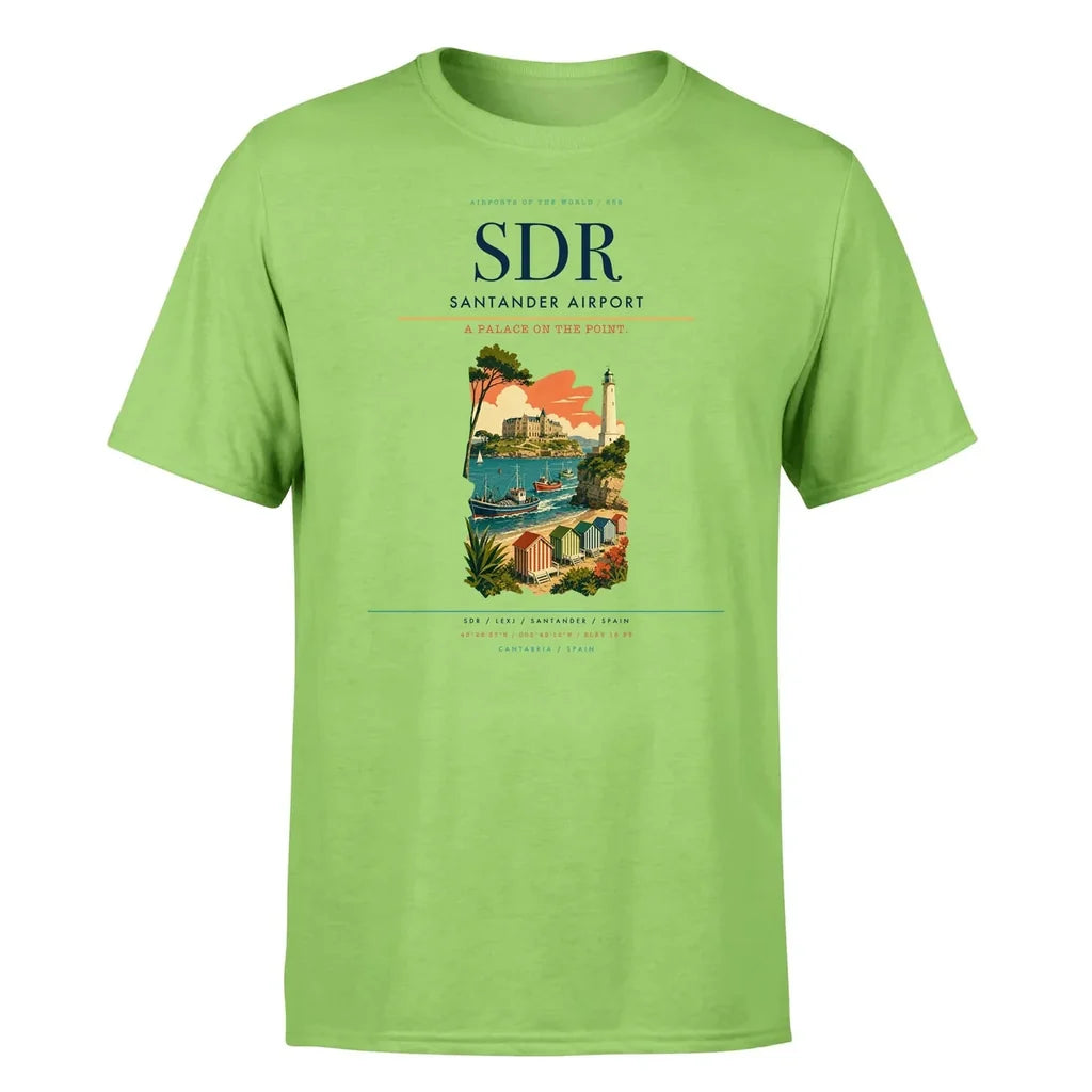 Santander Airport (SDR) T-Shirt single-side front print in Light Green | santander-airport-sdr-double-side-t-shirt