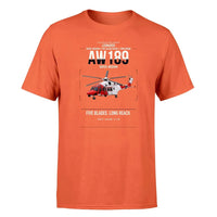 Thumbnail for Leonardo AW189 design on orange t-shirt, single-side print